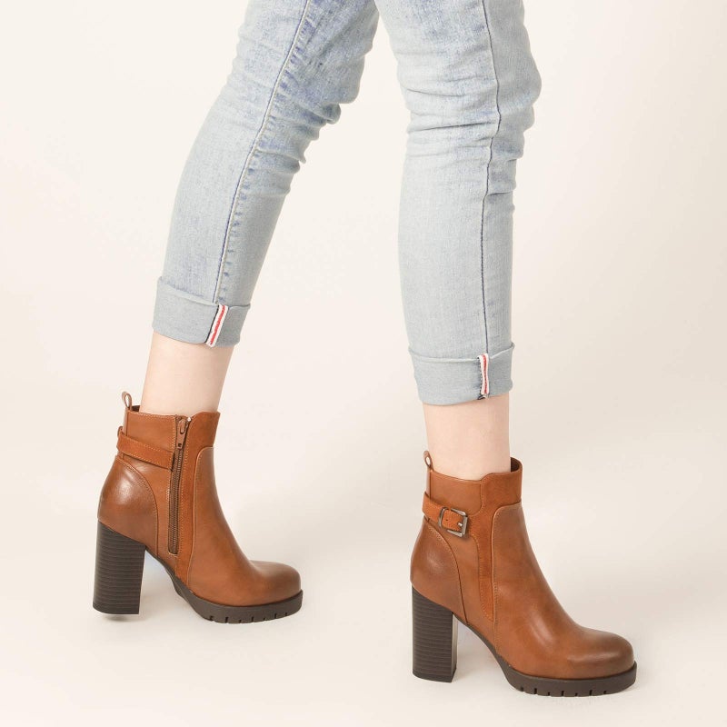 mysoft Women's Ankle Boots Chunky Stacked Heel Zipper Booties - Available in Wide Sizes - Image 4